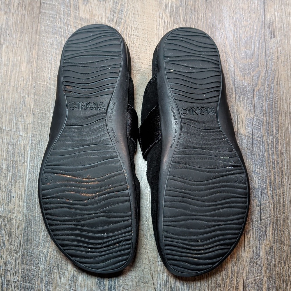 Vionic Laurel Shoes Women's Size 8 M Black Suede Slip-On Comfort Mules - Picture 11 of 13